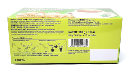 3-pack of Gold Kili Instant Ginger Drink with Honey,6.3oz,180g Each Box, Free Recipe Book Inside Box.