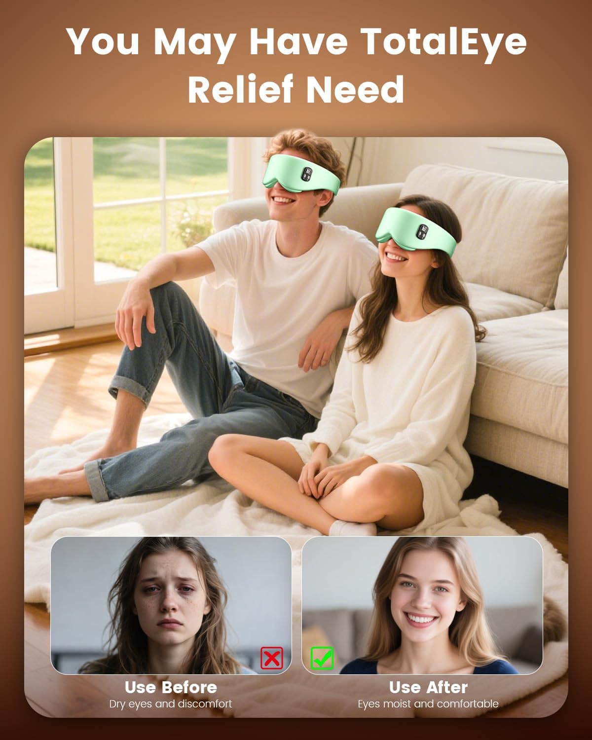 Cordless Heated Eye Mask, 4 Temp Timed Shutdown for Dry Eyes & Sleep Relief