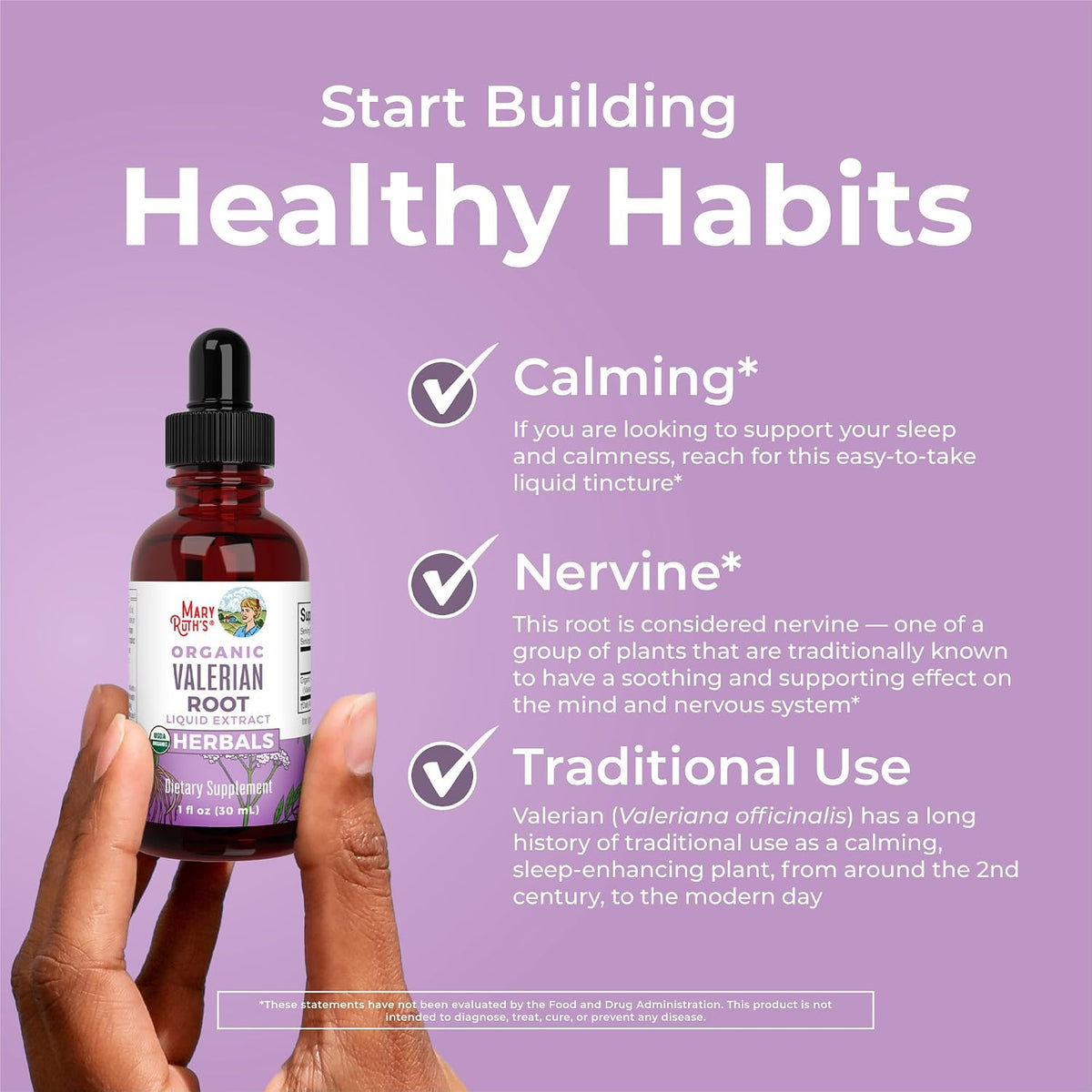 MARYRUTH'S USDA Organic Valerian Root Liquid Drops, Sugar Free, 60 Servings