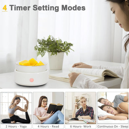 Candle Wax Melt Warmer with Safety Timer Auto Shut-Off Ceramic Electric Wax Burner Melter Timer Adjust Fragrance Intensity for Scented Wax Melts Candle Jars Essential Oils Home Office Gift Decor