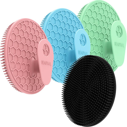 Silicone Body and Face Scrubber Set 5 Pack, BEAUTAIL Shower Bath Scrubber, Gentle Exfoliating Brush for Women Men Sensitive Skin, More Hygienic Than Traditional Loofah, Long Lasting, Black+Pink+Green