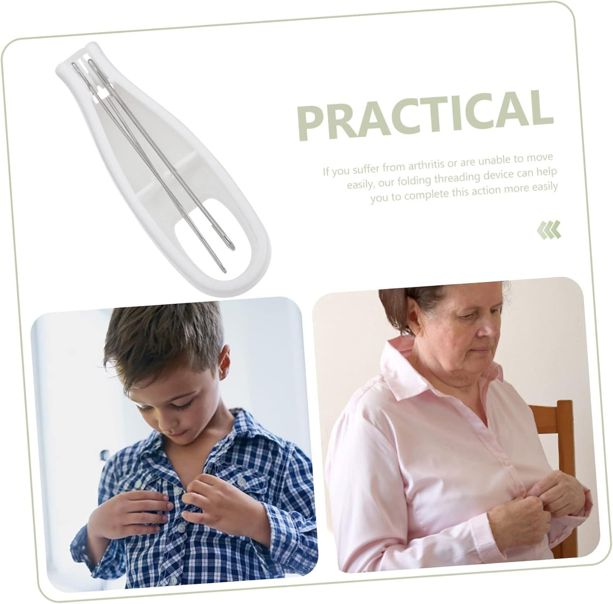 Button Hook Dressing Aid with Non Slip Handle for Elderly Arthritis