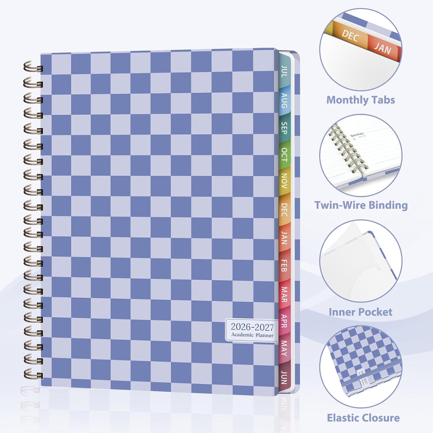 Planner 2026-2027, Weekly and Monthly Calendar Planner, JUL 2026 - JUN 2027 | Academic Year, Daily Agenda Book, A5(6.3'' x 8.5''), Sprial Bound, Inner Pocket, Office School Use