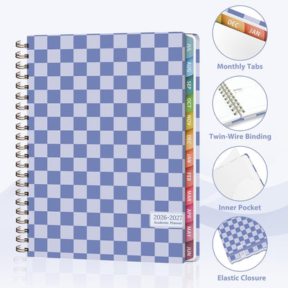 Planner 2026-2027, Weekly and Monthly Calendar Planner, JUL 2026 - JUN 2027 | Academic Year, Daily Agenda Book, A5(6.3'' x 8.5''), Sprial Bound, Inner Pocket, Office School Use