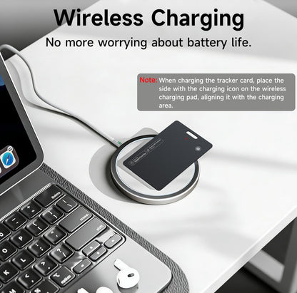 MergeCard, Works with Apple Find My (iOS) & Google Find Hub (Android),– for Wallet & Passport Rechargeable Wireless Charging, IPX68 Waterproof, Thin Tracker Card (1 Pack)