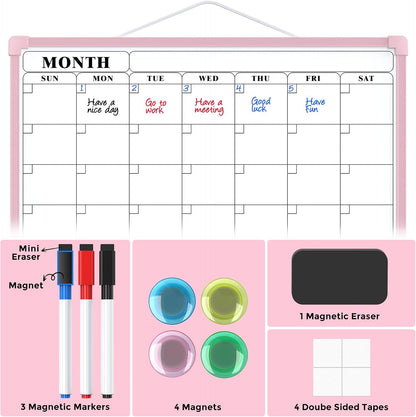 MaxGear Monthly Calendar Dry Erase Board for Wall, 16"x12", White Frame | Double-Sided, Hanging Small White Board, Portable Whiteboard for Planning, Drawing, Memo, to Do List, Home, Kitchen, Office