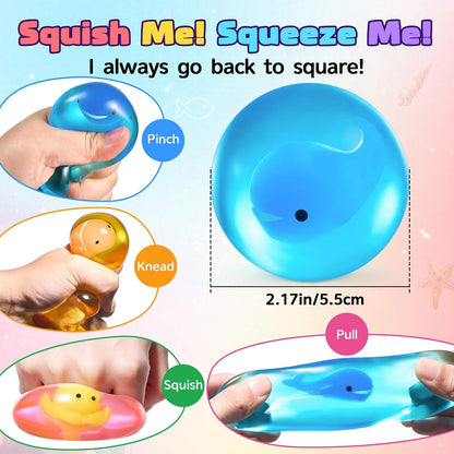 Stress Balls for Kids Adults - Squishy Fidget Toys Sensory Toys for Kids with Autism Glow in The Dark Squeeze Balls for Hand Therapy Squish Ball for Anxiety Stress Relief Sugar Ball Birthday Gifts