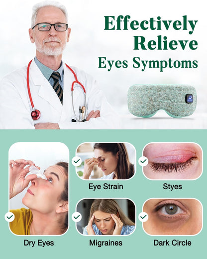 YoanYouth Heated Eye Mask for Dry Eyes, FSA Eligible HSA, Cordless Warm Compress for Eyes, Light Blocking Eye Heating Pad, Styes, Sleep, Cover Washable, Rechargeable, Light Blue