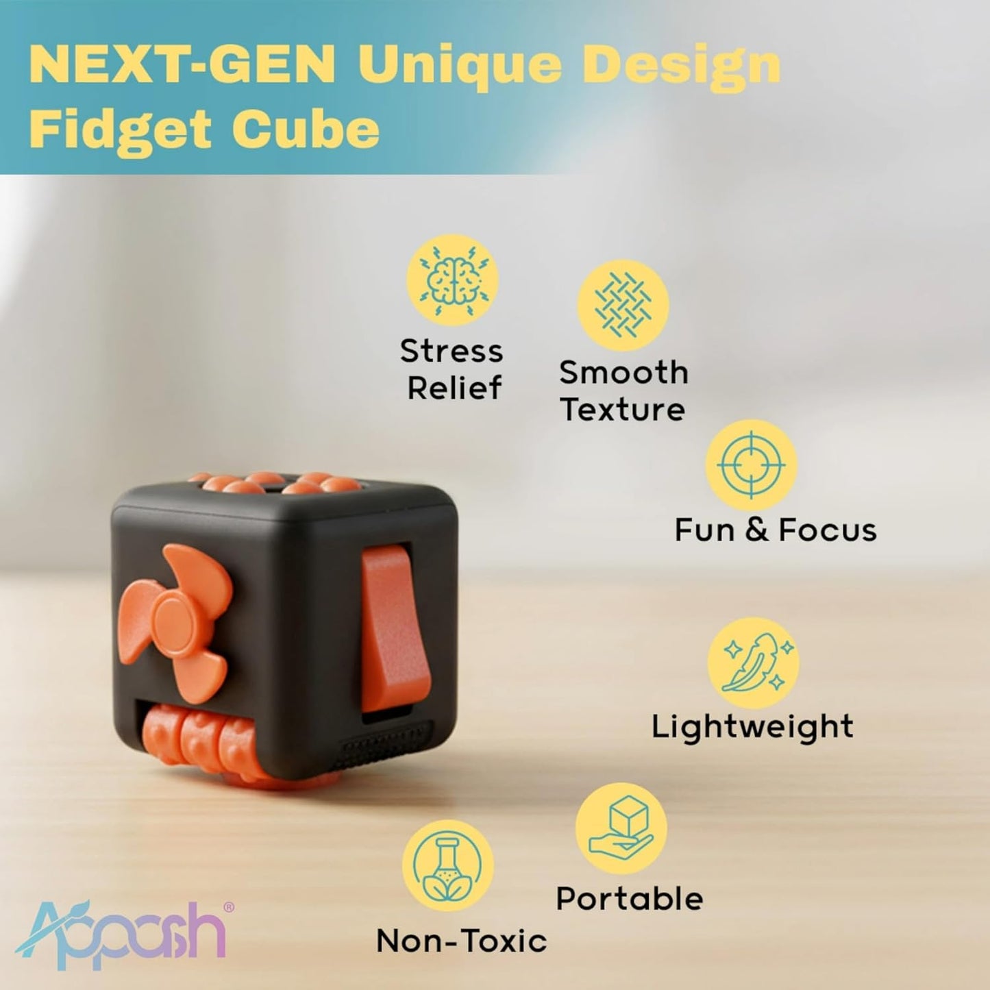 Fidget Cube - 9-in-1 Sensory Desk Toy ADHD Anxiety Relief [BlkRed] | Silent office desk toy, features ACU rollers, clickable fan, pen slider, bearing balls, ultimate focus decompression pack