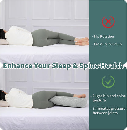 HOMBYS Shredded Memory Foam Knee Pillow for Side Sleepers, 6.5" Height Pillow Between Legs for Aligns Spine & Relieves Pressure Hip & Leg Elevation, Supportive Pillow for Pregnancy, Sciatica, White