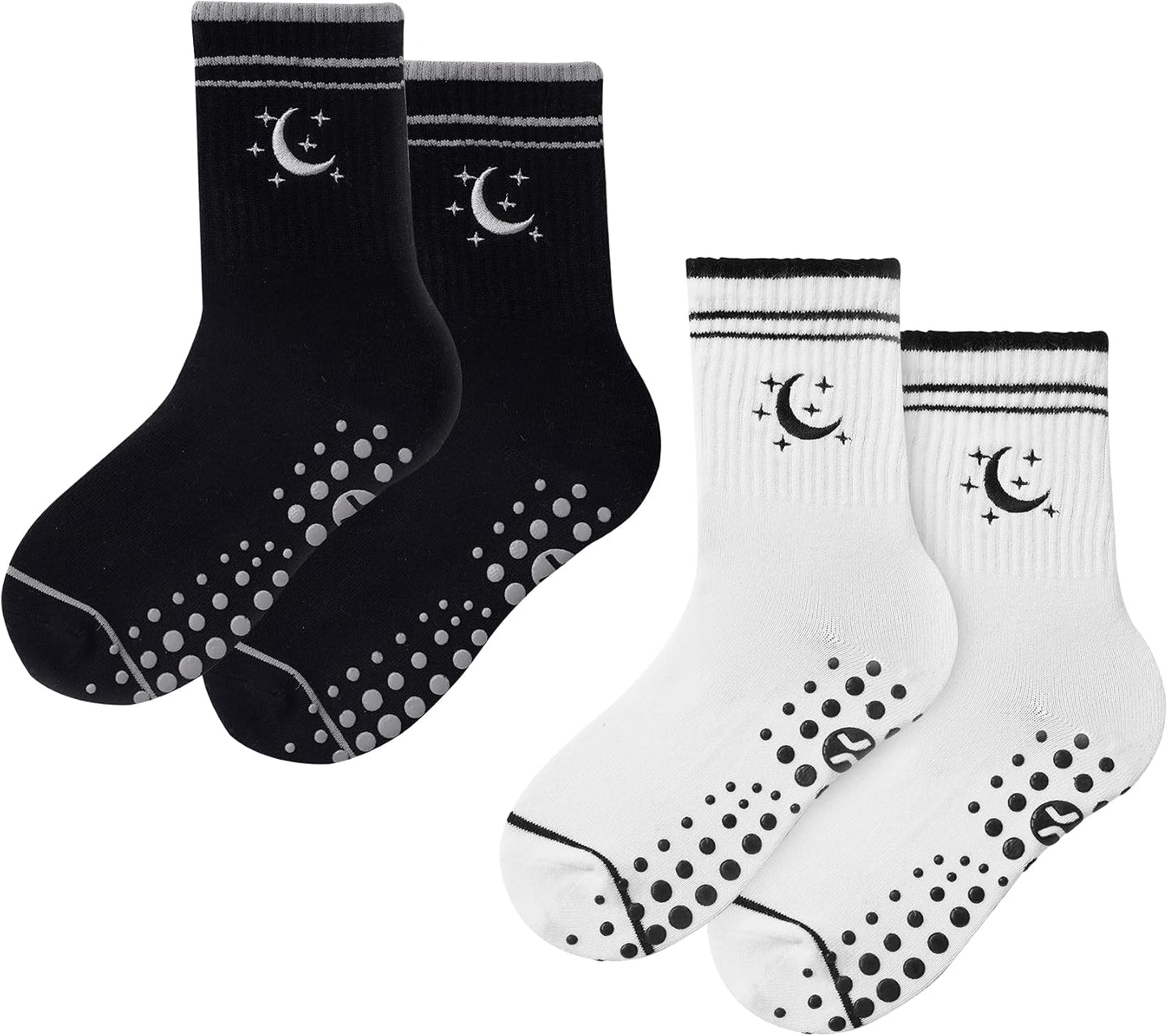 COOLMATE Pilates Socks with Grips for Women, Yoga Socks, Crew Non Slip Women for Barre, Pilates Gifts for Women - Colors A