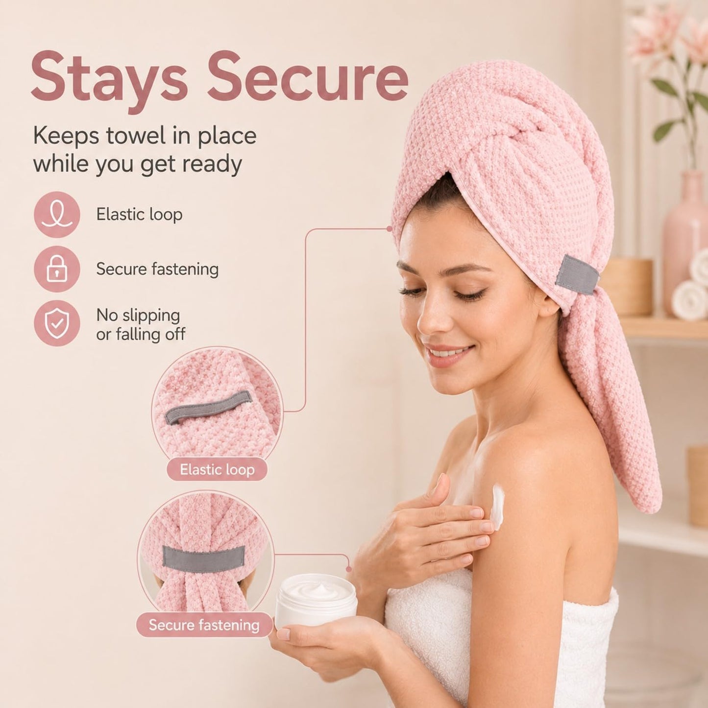 Large Hair Towel Wrap for Women, Quick-Dry Turban, Ultra Absorbent & Anti-Frizz, Ideal for Long, Thick & Curly Hair, Soft Lightweight Microfiber Drying Towel (24x42, Blue)