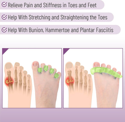 DR. JK- ToePal Gel Toe Separator, 2 Pairs, Toe Spacers, Toe Straightener, Hammer Toe Straightener, Toe Spreader, Toe Stretcher, Toe Corrector for Women and Men, Bunion Corrector