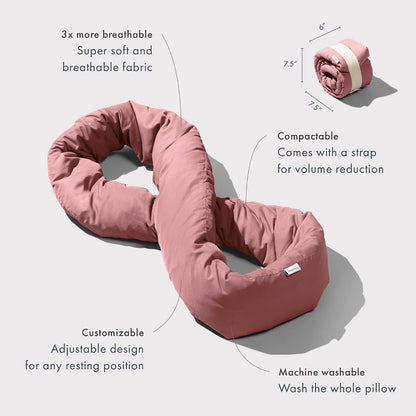 Huzi Infinity Pillow - Home Travel Soft Neck Scarf Support Sleep (Grey)