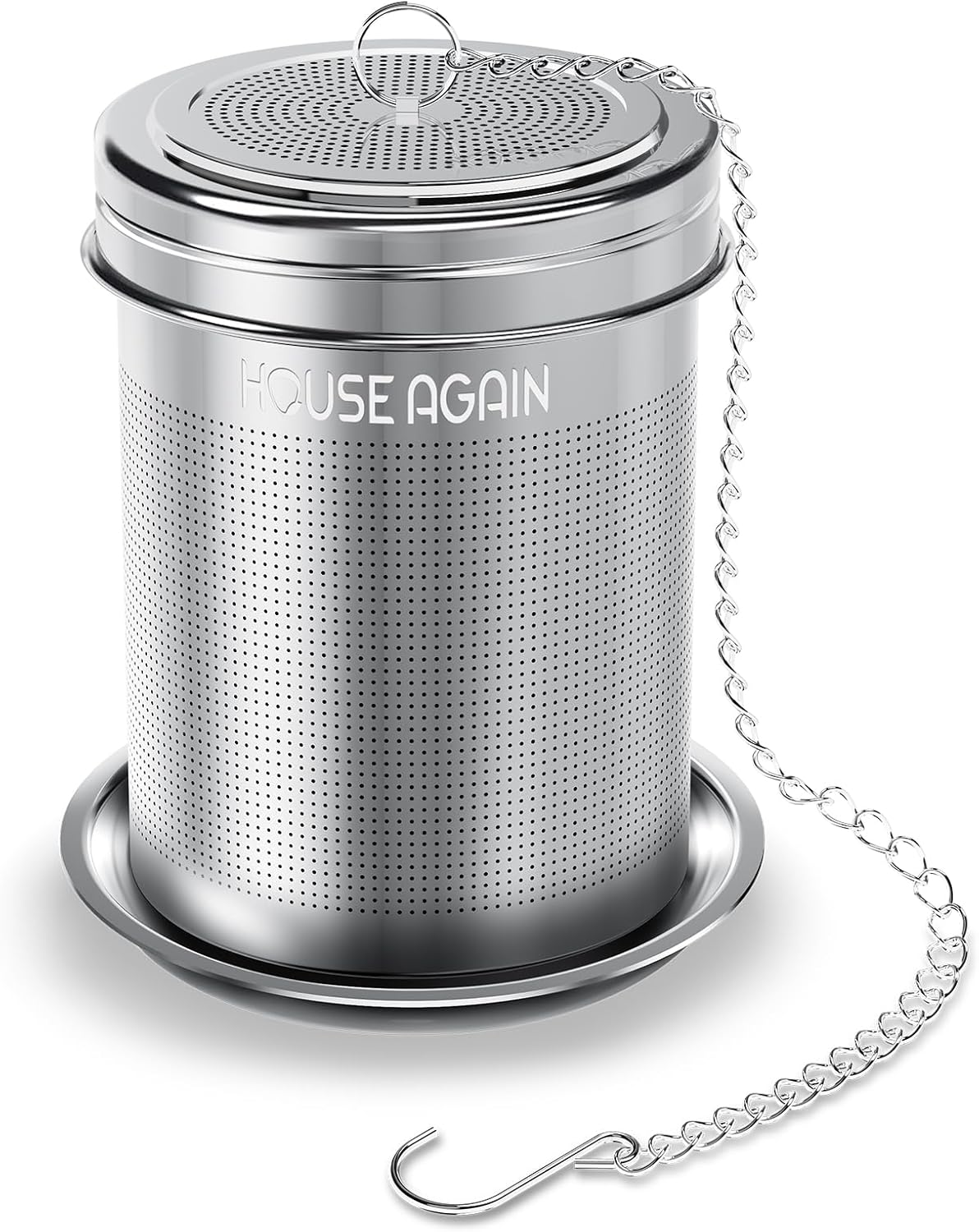 House Again 2 Pack Tea Infuser, Extra Fine Mesh Tea Infusers for Loose Tea, 18/8 Stainless Steel Tea Strainer with Extended Chain Hook, Tea Steeper for Brew Tea, Spices & Seasonings