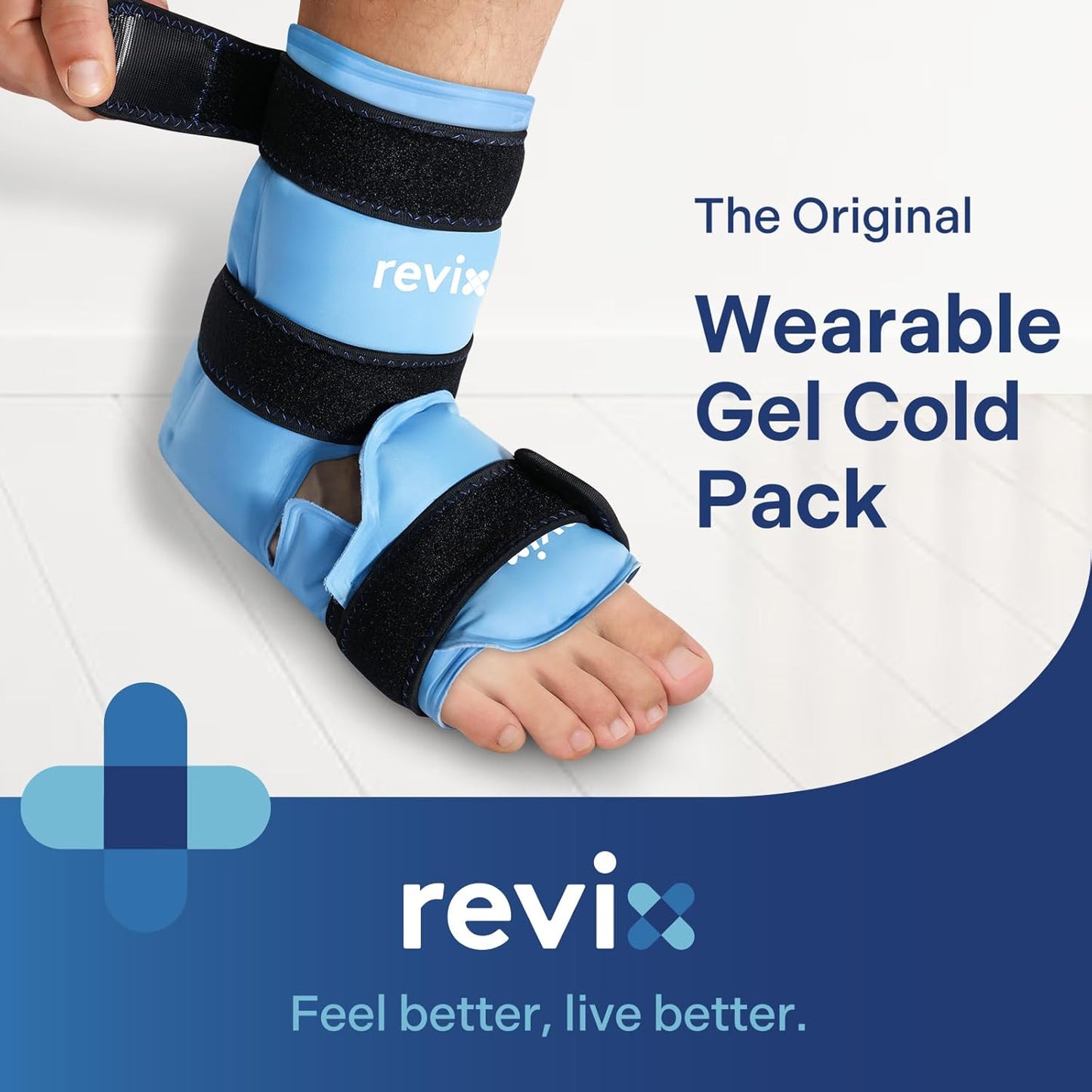 REVIX Ankle Ice Pack Wrap for Foot Pain Relief and Feet Injuries, Reusable Gel Ice Cold Packs for Achilles Tendonitis, Plantar Fasciitis, Sprained Ankles and Heels