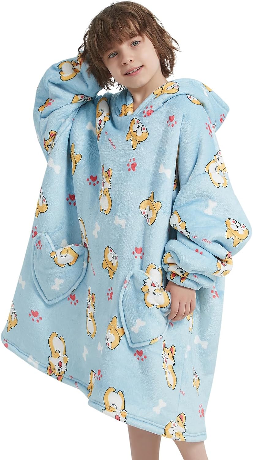 Fiosnow Glow in the Dark Unicorn Blanket Hoodies for Kids 6-13YR Oversize Wearable Blanket Hoodies for Boys Girls Teens