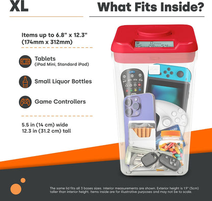 Kitchen Safe Time Locking Container (Medium), Timed Lock Box for Cell Phones, Snacks, and other unwanted temptations (White Lid + 5.5” Clear Base)