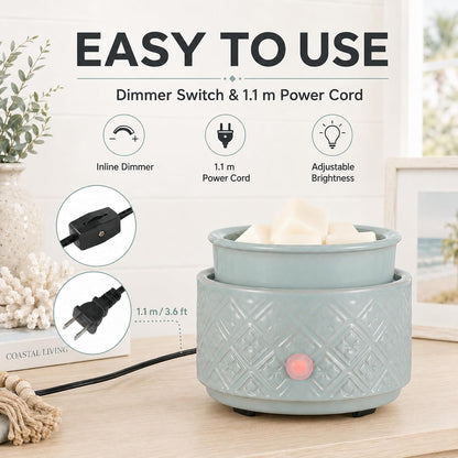 mocosa Ceramic Wax Warmer Wax Melt Warmer for Scented Wax 3-1 Electric Candle Warmer Home Fragrance Wax Burner for Mom Women(White-Fan Shaped)