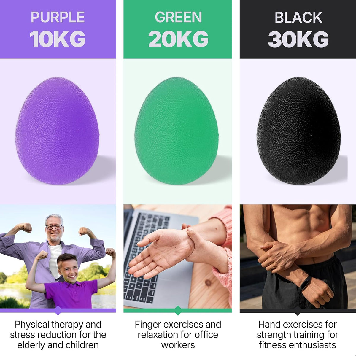 Stress Balls for Adults, Hand Exersicers for Strength, Squeeze Balls for Hand Therapy, Hand Exersice Balls for Hand, Finger and Wrist Training with Carrying Bag