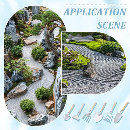 WEBEEDY 18 Pcs Mini Zen Garden Tools Rake Set 6 Styles Small Zen Sand Garden Accessories Tabletop Miniature Gardens Tools for Home Office Desk Christmas Decoration Meditation and Relaxation