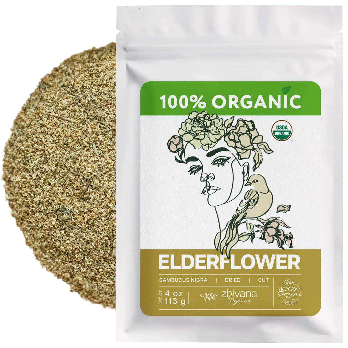 Organic Elder Flower Herb 4oz. - Elderflower Tea for Respiratory Health
