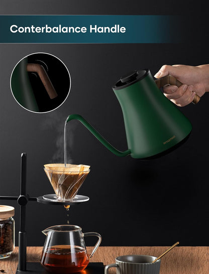 INTASTING Electric Kettles, Gooseneck Electric Kettle, ±1℉ Temperature Control, Stainless Steel Inner, Quick Heating, for Pour Over Coffee, Brew Tea, Boil Hot Water, 0.9L Black