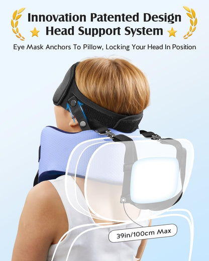 YFONG Travel Pillow for Long Flights, Patented 360° Ergonomic Sleeper Hold Head Support System with Memory Foam Neck Pillow & 3D Sleep Mask, Prevent Head Bobbing for Airplane & Road Trip, Pink