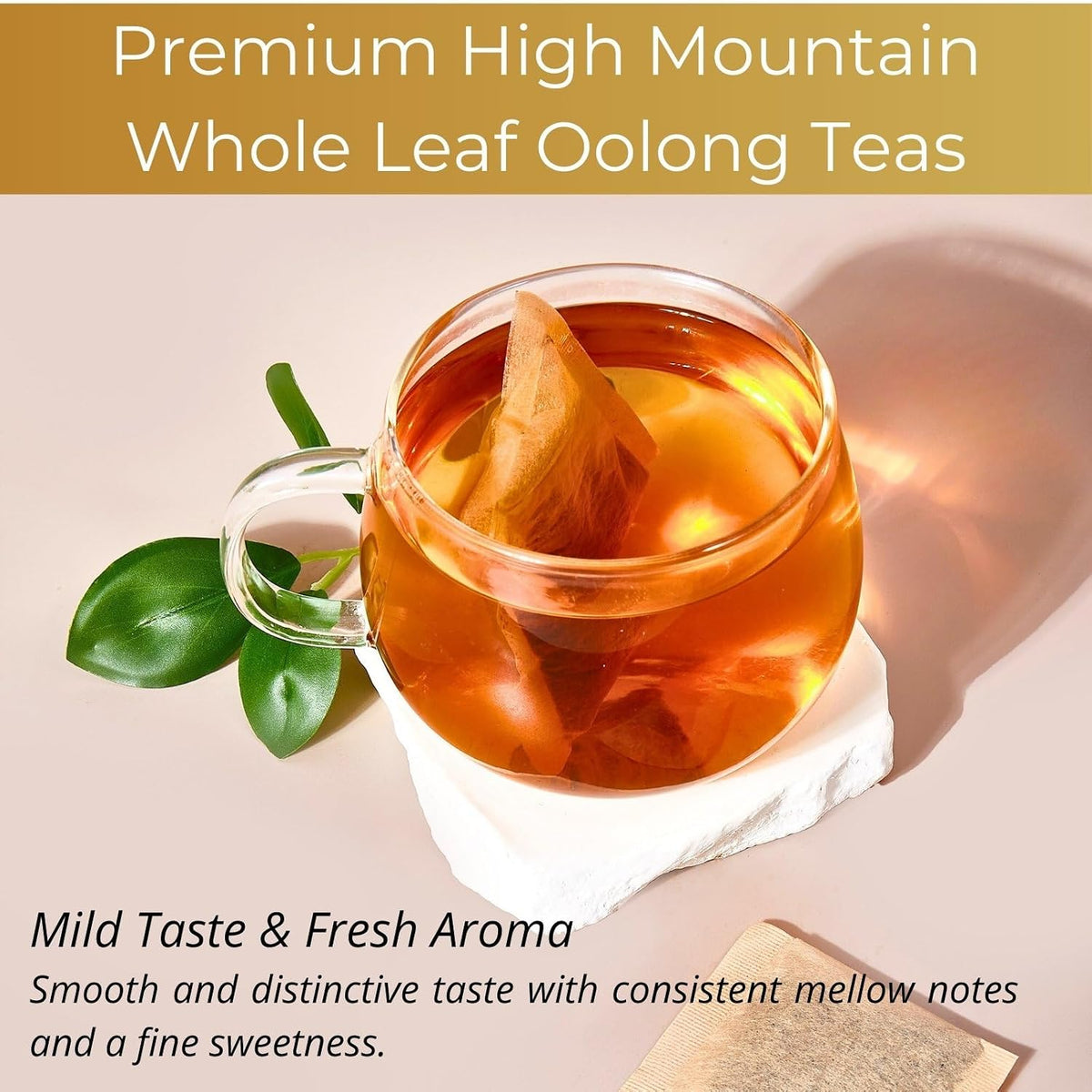 Organic Oolong Tea Bags, 50 Count, Unbleached, ECO-Conscious Chinese Oolong Tea, VitalForest High Mountain Tea Tie Guan Yin, Non-GMO, Container Pack for Gift Set