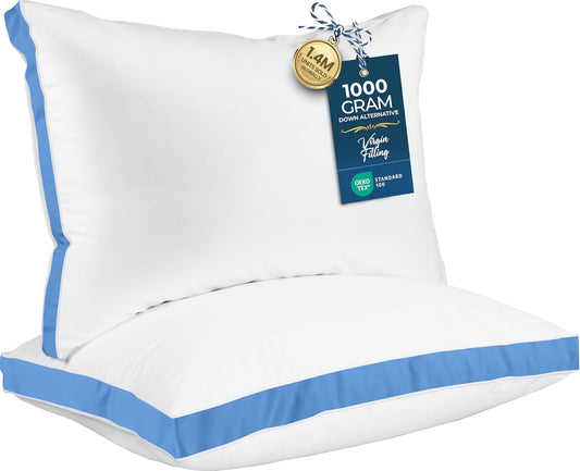 Utopia Bedding Down Alternative Bed Pillows for Sleeping Queen Size (White), Set of 2, Soft & Fluffy Pillow with Cooling, Hotel Quality, Gusseted Pillow for Back, Stomach or Side Sleepers