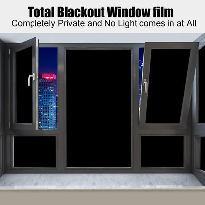 Blackout Window Film, Static Cling Window Tint 100% Light Blocking No-Glue Window Cover for Home Privacy, Room Darkening, Nap Time, Aquarium, Baby Room, Day Sleeping (Matte Black, 17.7x78.7 Inch)