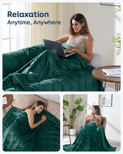 Kivik 2 lbs Weighted Lap Pad, Ultra Soft Minky Dotted Heavy Blankets Throw for Better Study Relaxing & Sleeping, Machine Washable, 20 x 30 Inches, Purple