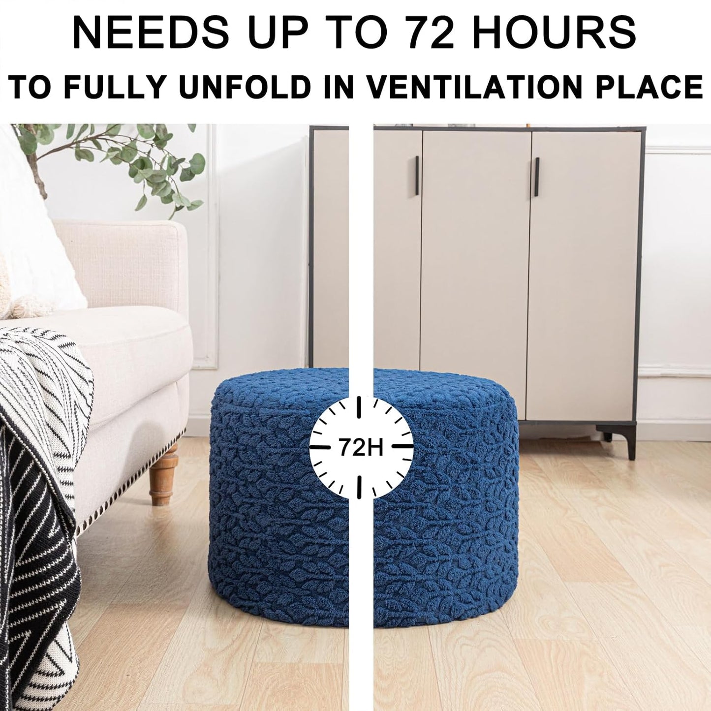 Round Pouf Ottoman 20 x 20 x 14 Inches Boho Poof Home Decor Floor Pouffe Ottoman Foot Rest for Couch Sofa Bean Bag Chairs Living Room Bedroom (Green)