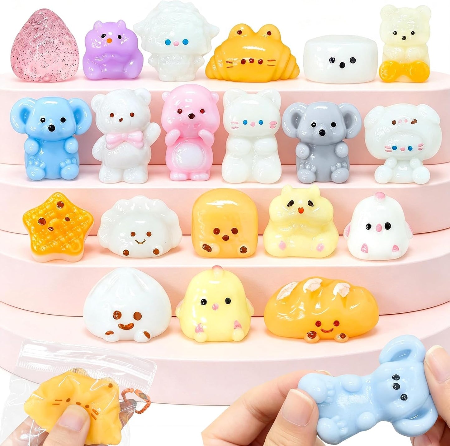 4 Pack Fidget Toys, Squishy Cube, Cube Squishy for Anxiety & Stress Relief for Adults, Slow Rise Sensory Stress Balls, Classroom Prizes