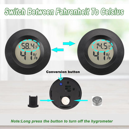 Mini Hygrometer Thermometer Digital Humidity Meter Indoor/Outdoor Humidity Monitor Reptile Thermometer for Greenhouse Garden Cellar Fahrenheit(℉)/ Celsius(℃) 2 Pack