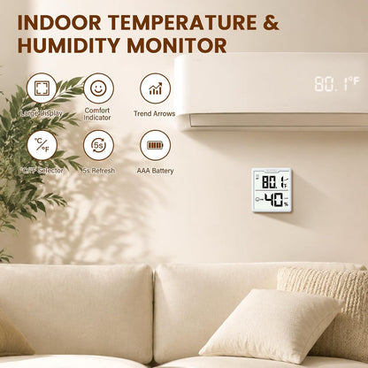 DOQAUS 3 Pieces Digital Hygrometer Indoor Thermometer Humidity Meter with Accurate Temperature and Humidity Monitor for House, Baby Room, Greenhouse, Incubator - Battery Included
