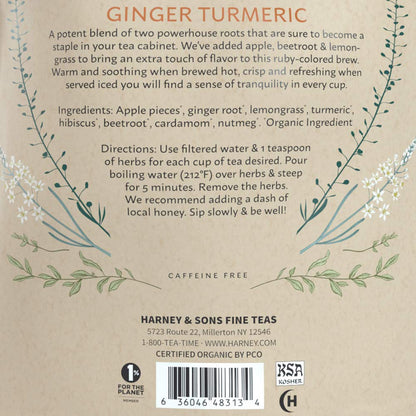 Harney & Sons Organic Ginger Turmeric Herbal Tea, Loose Leaf, 8 oz