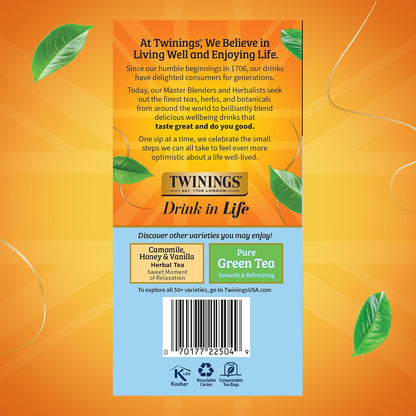 Twinings Pure Camomile Herbal Tea individually Wrapped Bags, 50 Count (Pack of 6), Naturally Caffeine-Free, Enjoy Hot or Iced, 300 Teabags