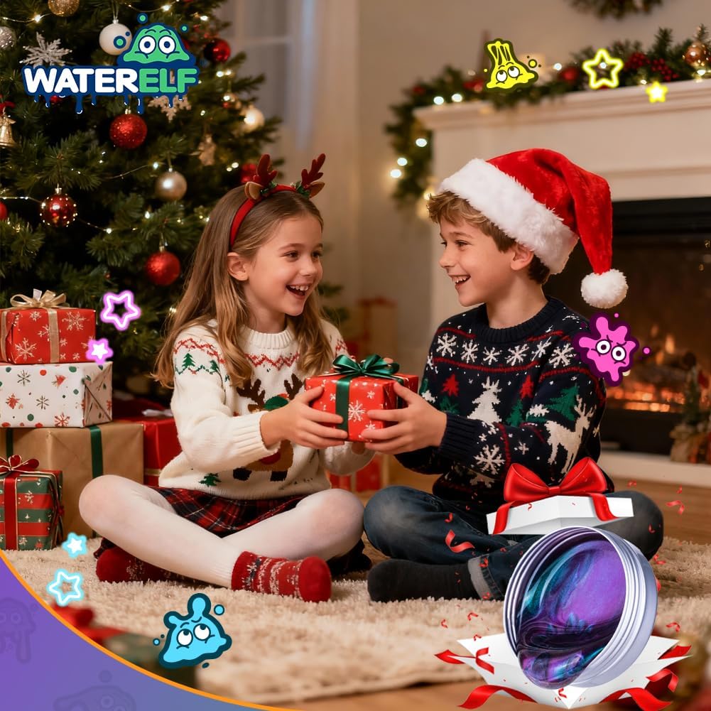 WATERELF Galaxy Putty Slime for Kids - Children's Day Gift, Fidget Sensory Artistic Therapy Putty Toys for Boys Girls Adults, Stress Relief Non-Sticky, 3.11 Inch 3.2 Oz – Golden/Red