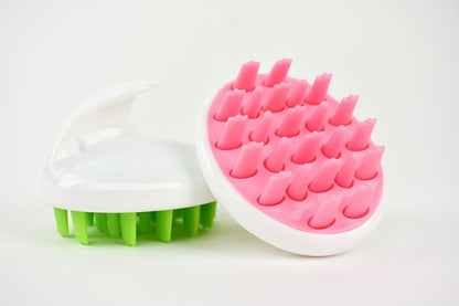 Zyllion Hair Shampoo Brush and Scalp Massager Care for Dandruff Removal, Scrubber, Hair Growth and Exfoliator with Flat and Pointed Soft Silicone Bristles for Women and Men - Green (ZMA-12-GR)