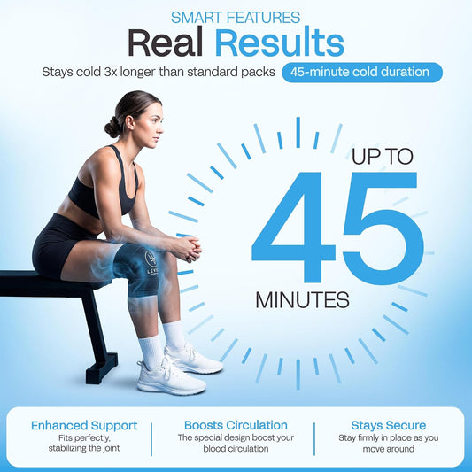 LEVILO Knee Ice Pack Wrap (with 2 Straps) – Ice Pack for Knee, 45-Min Long Cold Duration, Flexible When Frozen, Reusable Ice Packs for Injuries, Shoulder, Foot, Ankle, After Surgery
