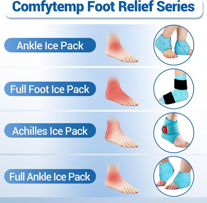 Comfytemp Ankle Foot Ice Pack Wrap for Plantar Fasciitis Relief, Ankles Brace for Sprain, Heel Spur, Swelling, Achilles Tendonitis, Cold Bag for Injuries Reusable, Hot Cold Compress, 1 Pack (Blue)