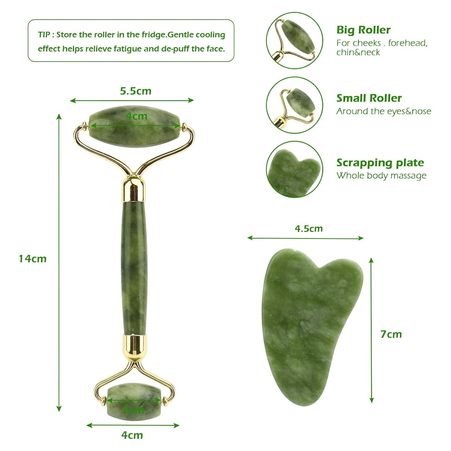 Deciniee Gua Sha Face Roller Tools: Jade Roller Facial Tools for Skin Care - Facial Massager for Face, Eyes, Neck, Relieve Fine Lines and Wrinkles