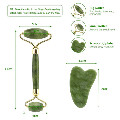 Deciniee Gua Sha Face Roller Tools: Jade Roller Facial Tools for Skin Care - Facial Massager for Face, Eyes, Neck, Relieve Fine Lines and Wrinkles