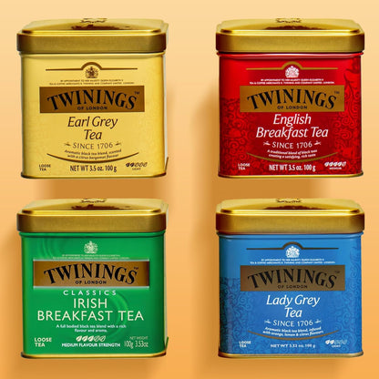 Twinings English Breakfast Loose Tea Tin, 3.53 Ounce Tin (Pack of 1), Smooth, Flavourful, Robust Black Tea Leaves, Caffeinated, Enjoy Hot or Iced
