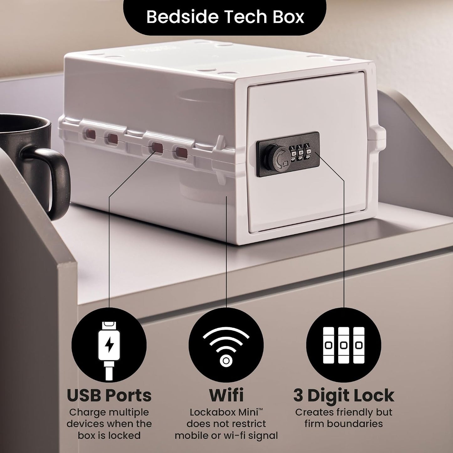 Lockabox Mini™ | Small Lock Box with Combination Lock (Half Letter Sized) | Mini Lockable Box for Small Medicines, Snacks & Mobile Phones | External Size 8.8 x 6.1 x 4.7 Inches (Crystal)