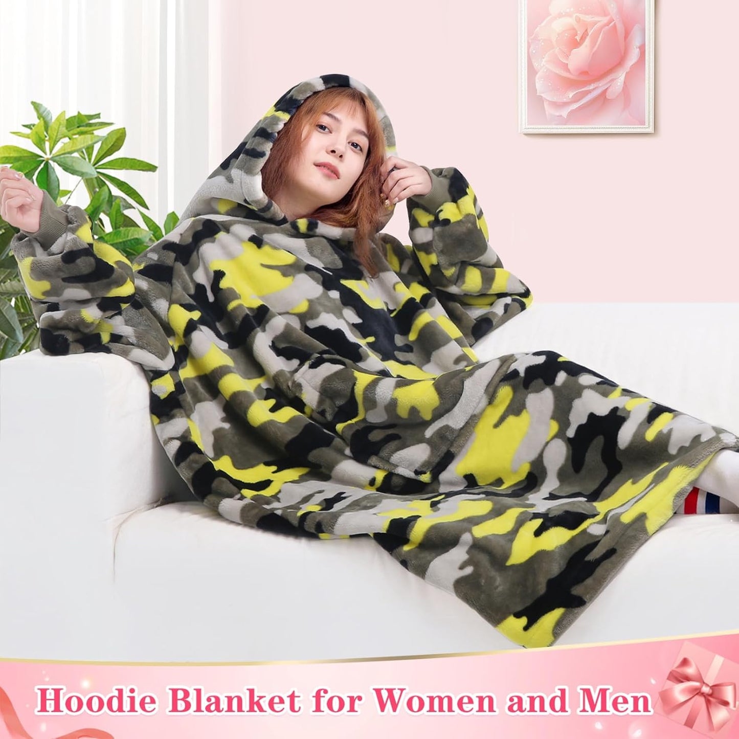 Waitu Wearable Blanket Sweatshirt Gifts for Women and Men, Warm and Cozy Giant Blanket Hoodie, Thick Flannel Blanket with Sleeves and Giant Pocket - Dark Gray