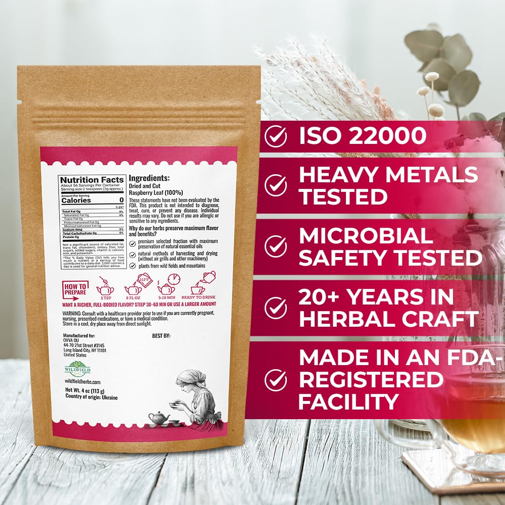 4 oz. Raspberry Leaf Tea Rasberry Leaf Herbs (Rubus Idaeus Folium) - 113g Rasberry Leave Tea Hojas De Frambuesa