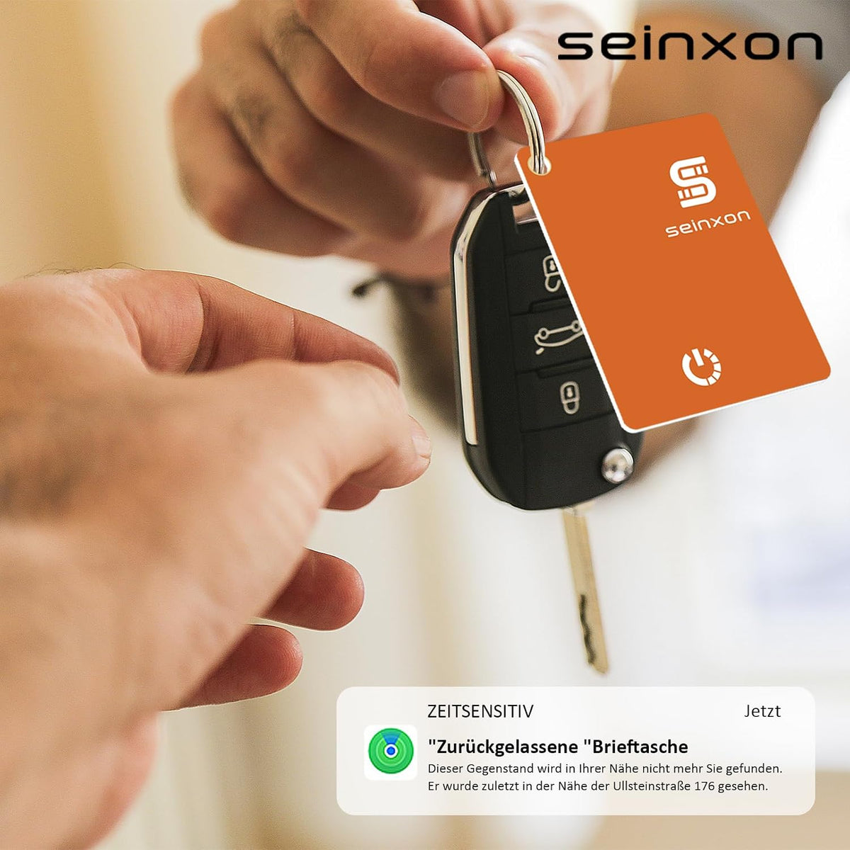 SEINXON Wallet Tracker (iOS Only) IP68 Thin Item Finder Card Luggage Located Bluetooth Works with Apple Find My APP & Network - Magnetic Charger (Slim)