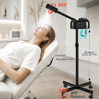 Professional Facial Steamer, Nano Ionic Hot Mist Spray, Stand Facial Steamer for Estheticians, Timer, Vaporizador Face Steamer for Deep Cleansing & Hydration, Home Salon SPA